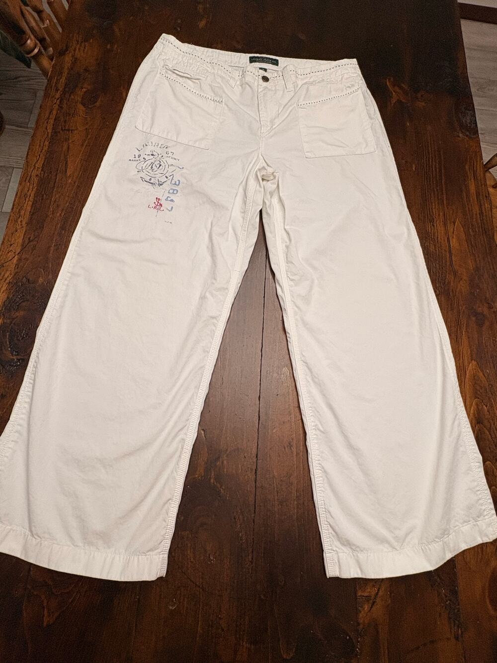 LRL Lauren Ralph Lauren Jeans Co Women’s 14 White Wide Leg Nautical Pants